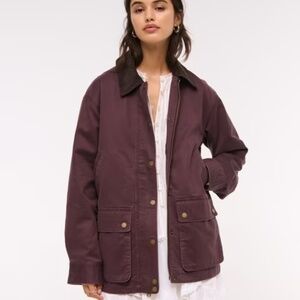Abercrombie & Fitch Purple Brown Mid-Length Waxed Barn Jacket Size Small